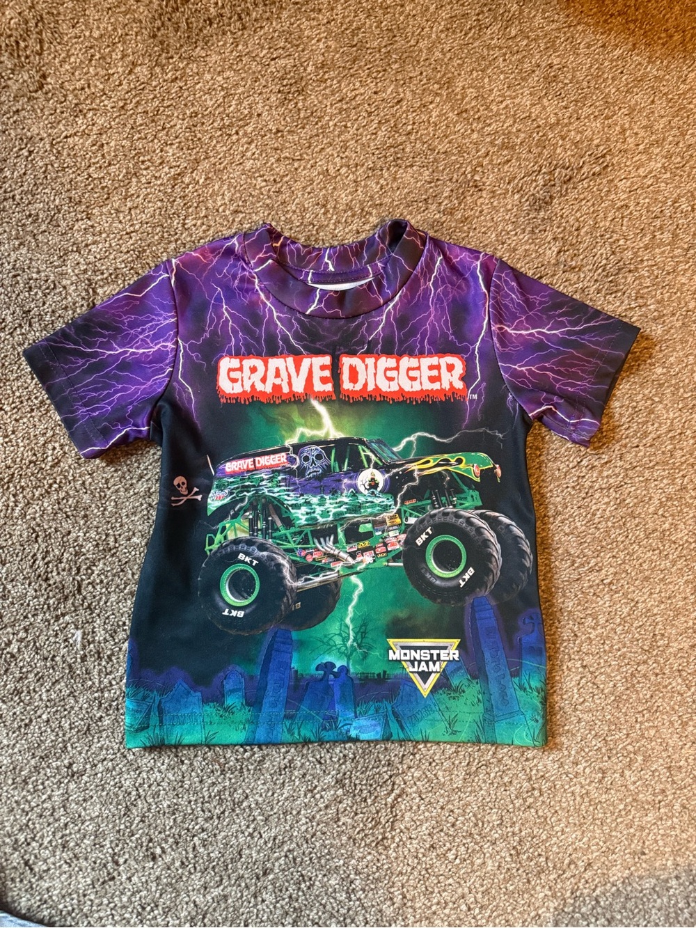 Grave Digger Purple Lightning Graphic Tee